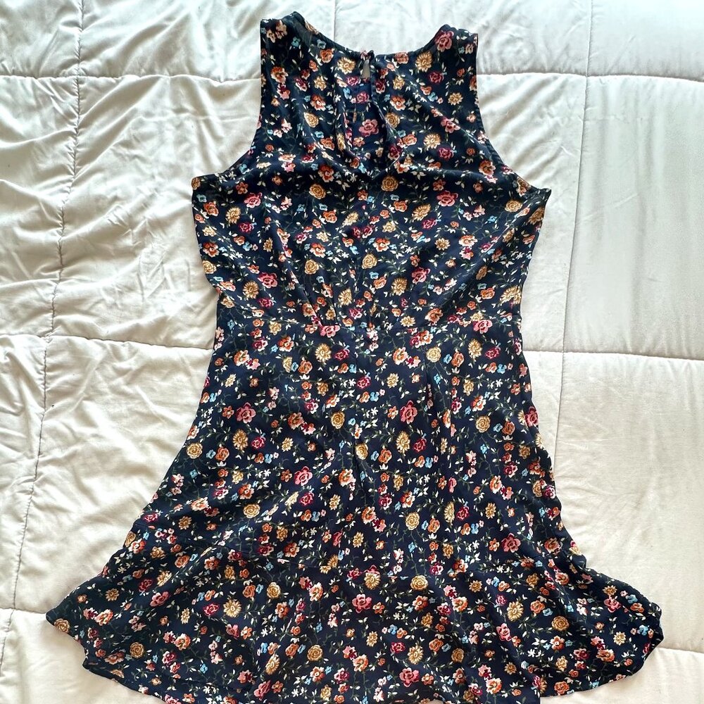 J.Crew Floral Sleeveless Fit & Flare Dress | Black Rose Print | Size Medium